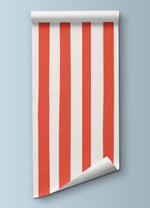 Papel de Parede Infantil - Listrado Largo Irregular Vermelho